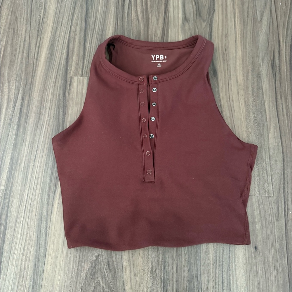 YPB high neck button crop top